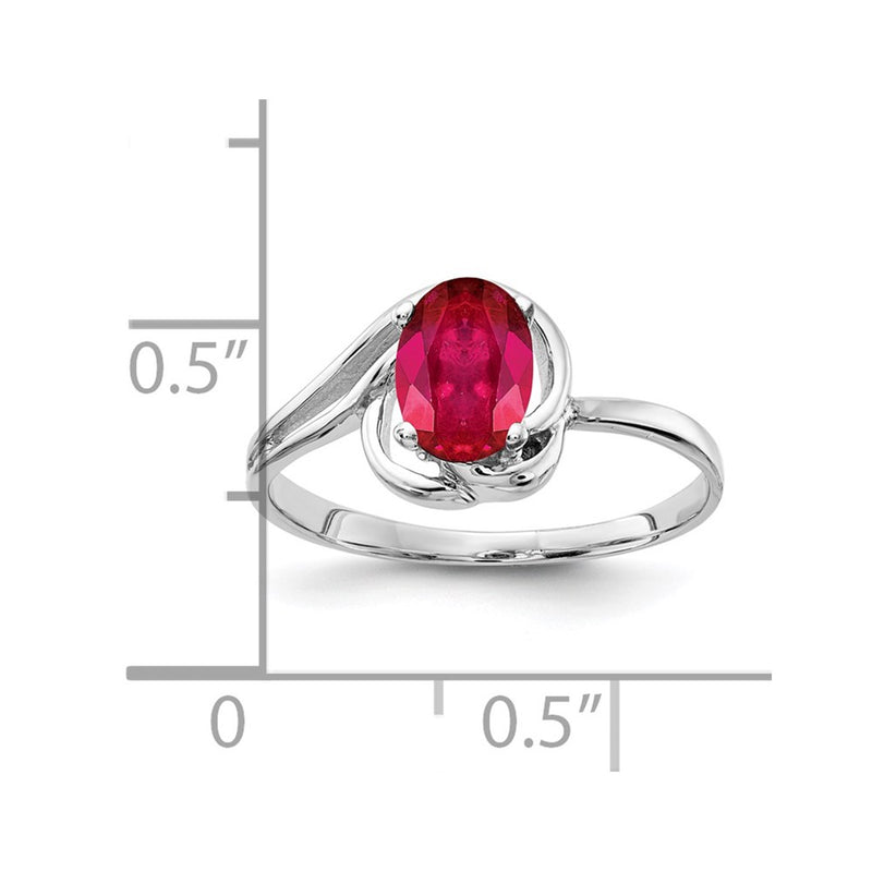 Solid 14k White Gold 7x5mm Oval Simulated Ruby Ring