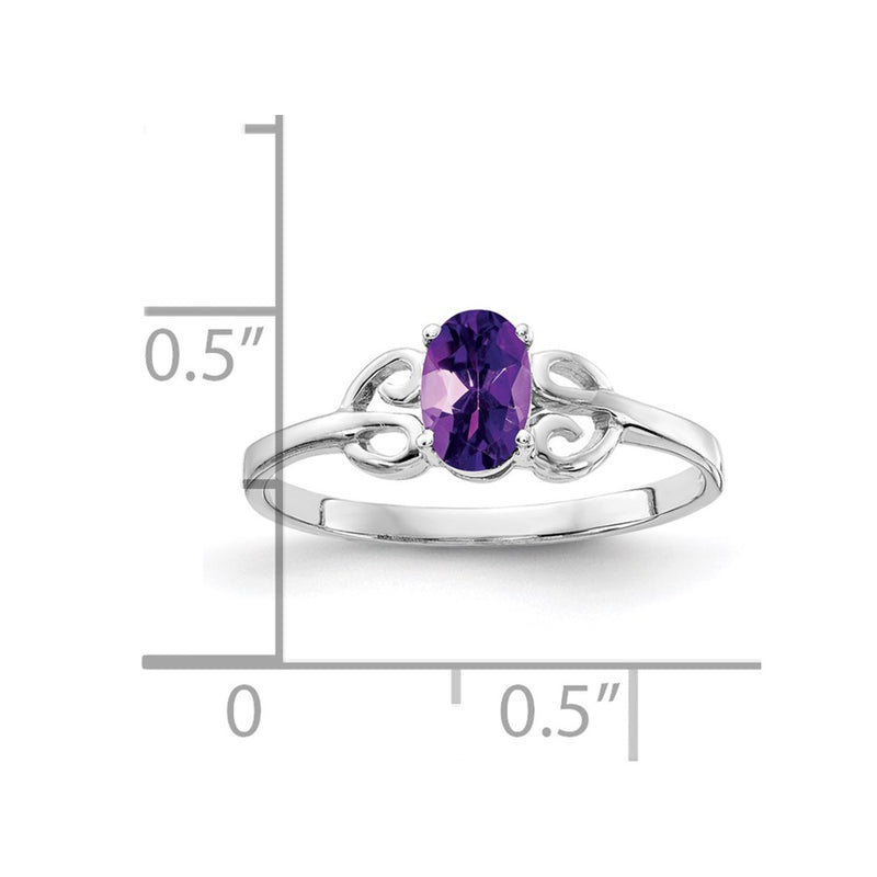 14k White Gold 6x4mm Oval Amethyst Checker ring