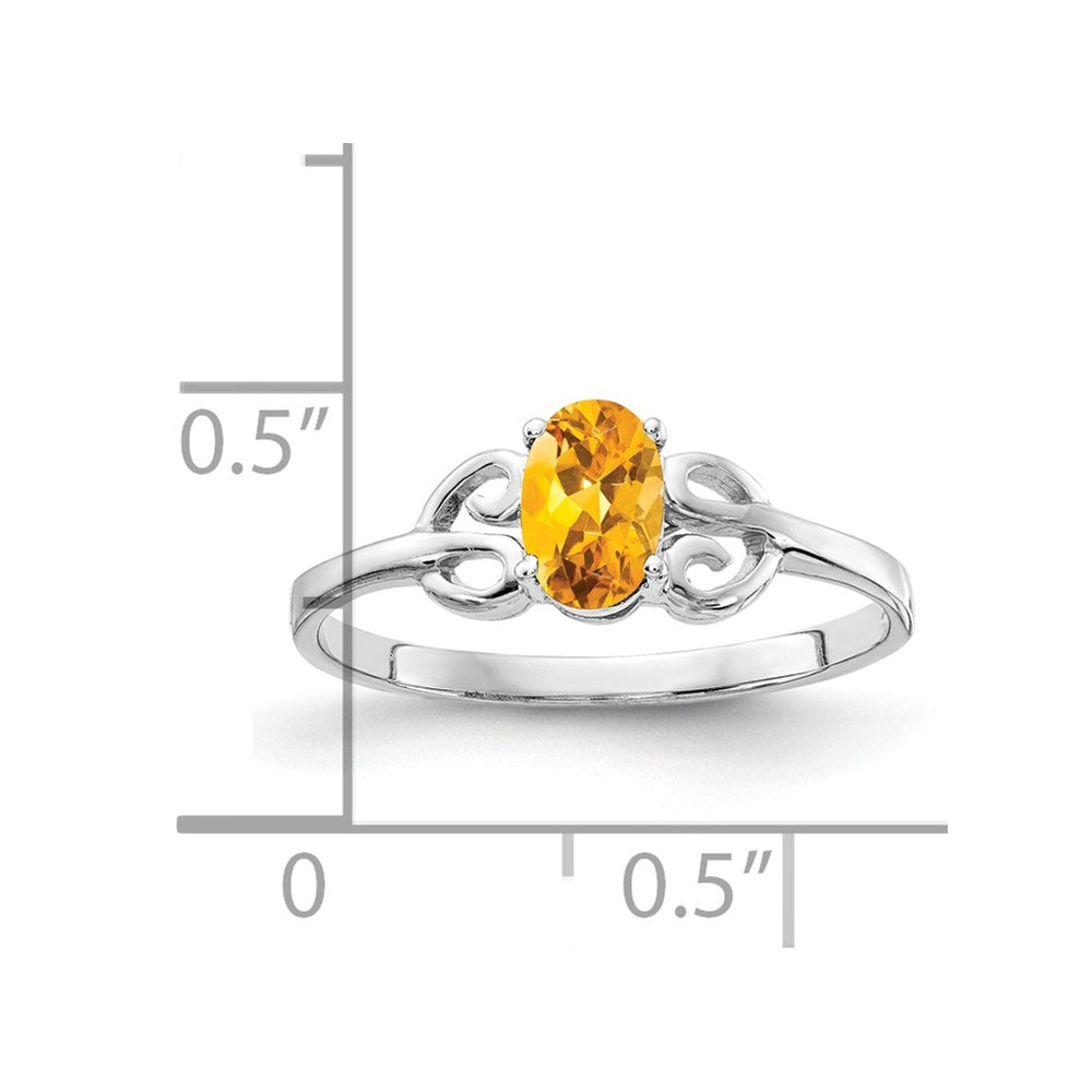 14k White Gold 6x4mm Oval Citrine ring