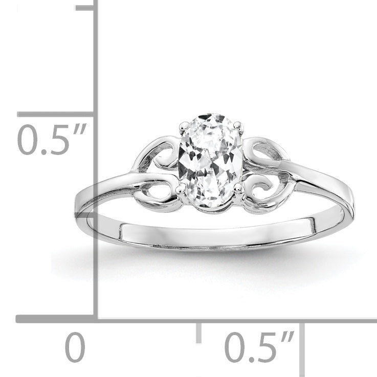 Solid 14k White Gold 6x4mm Oval Cubic Zirconia Ring