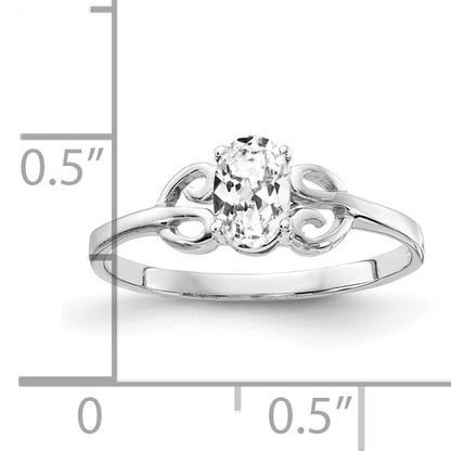 Solid 14k White Gold 6x4mm Oval Cubic Zirconia Ring