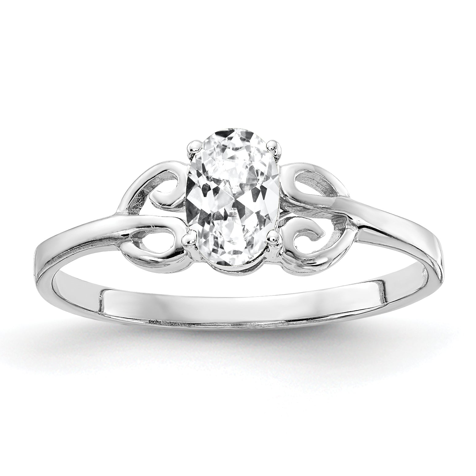 Solid 14k White Gold 6x4mm Oval Cubic Zirconia Ring