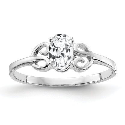 Solid 14k White Gold 6x4mm Oval Cubic Zirconia Ring