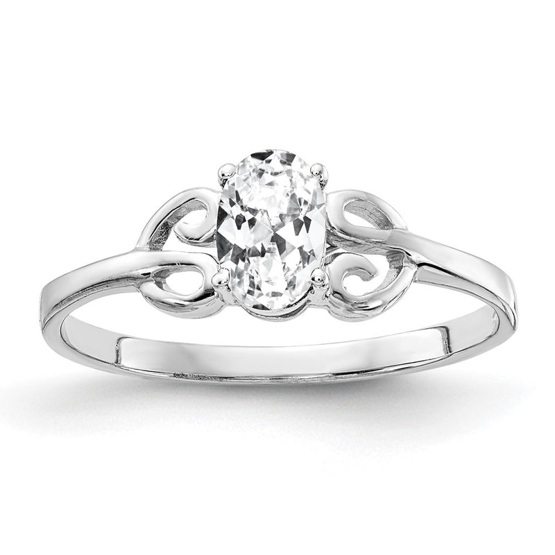 Solid 14k White Gold 6x4mm Oval Cubic Zirconia Ring