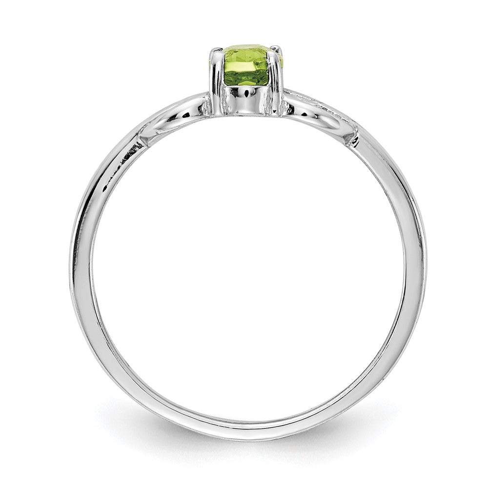 14k White Gold 6x4mm Oval Peridot Checker ring