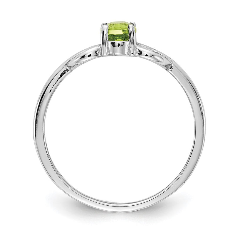 14k White Gold 6x4mm Oval Peridot Checker ring