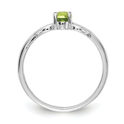 14k White Gold 6x4mm Oval Peridot Checker ring