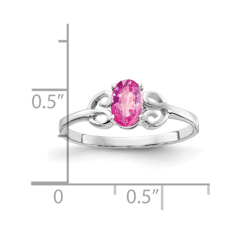 14k White Gold 6x4mm Oval Pink Sapphire ring