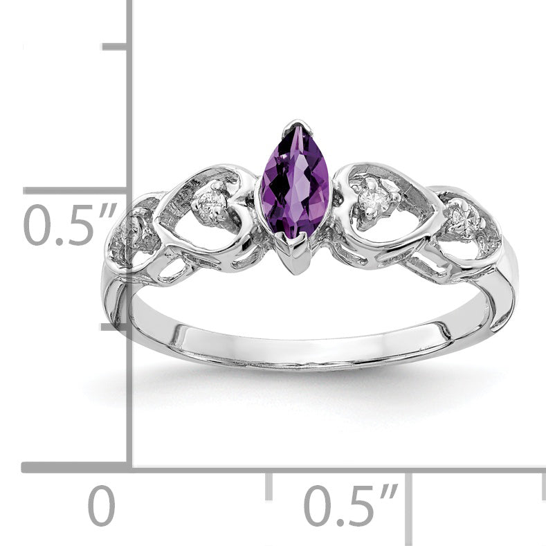 14k White Gold 6x3mm Marquise Amethyst A Real Diamond ring