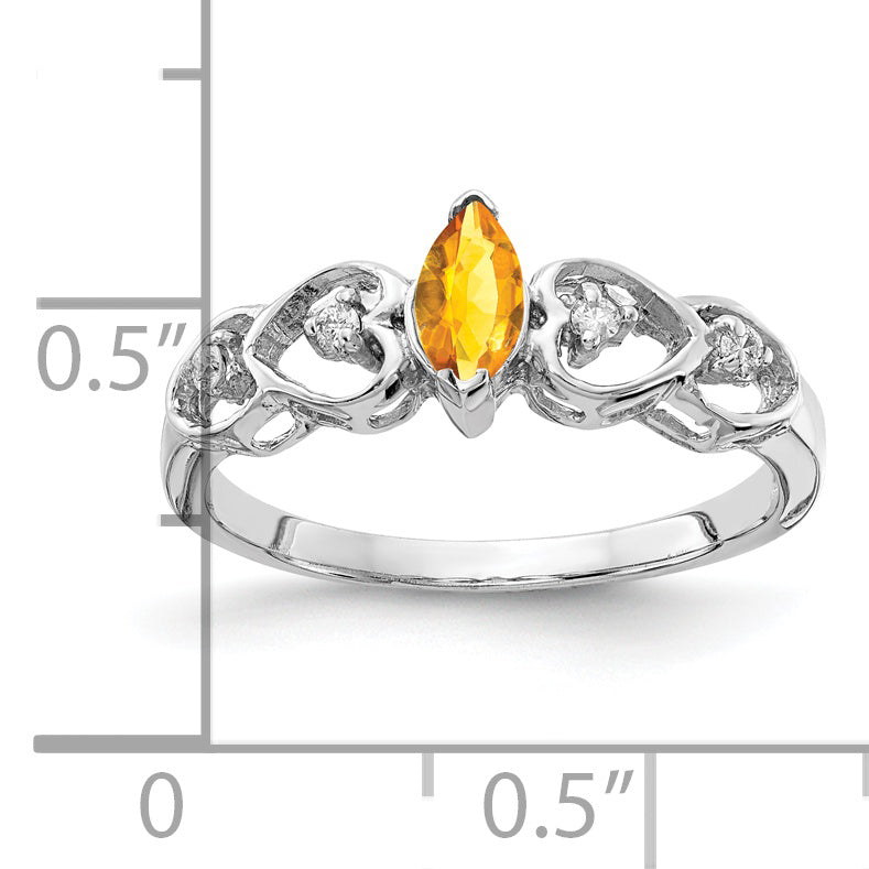 14k White Gold 6x3mm Marquise Citrine A Real Diamond ring