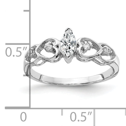 14k White Gold 6x3mm Marquise Cubic Zirconia A Real Diamond ring