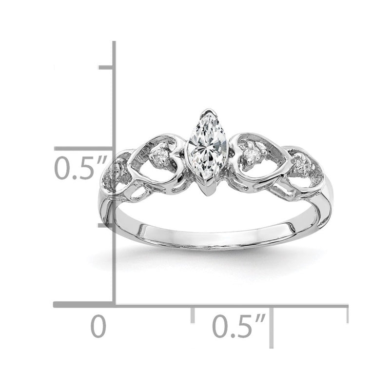 Solid 14k White Gold 6x3mm Marquise Cubic Zirconia VS Simulated CZ Ring
