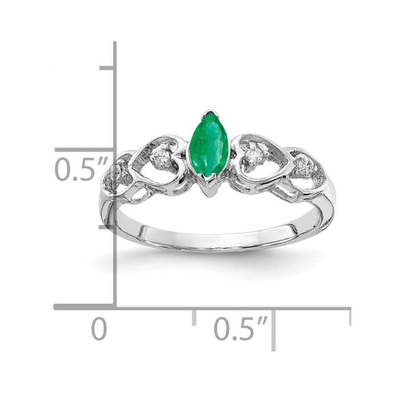 14k White Gold 6x3mm Marquise Emerald A Real Diamond ring