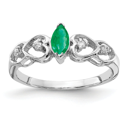 14k White Gold 6x3mm Marquise Emerald A Real Diamond ring