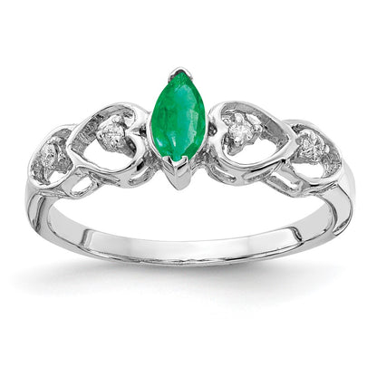 14k White Gold 6x3mm Marquise Emerald A Real Diamond ring
