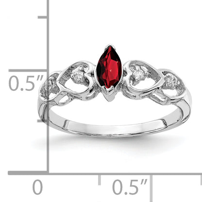 14k White Gold 6x3mm Marquise Garnet A Real Diamond ring