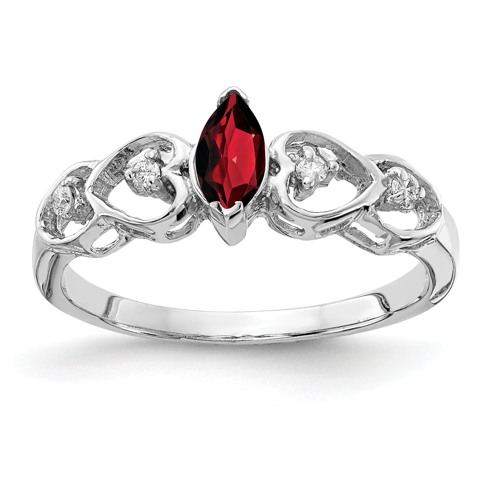 14k White Gold 6x3mm Marquise Garnet A Real Diamond ring