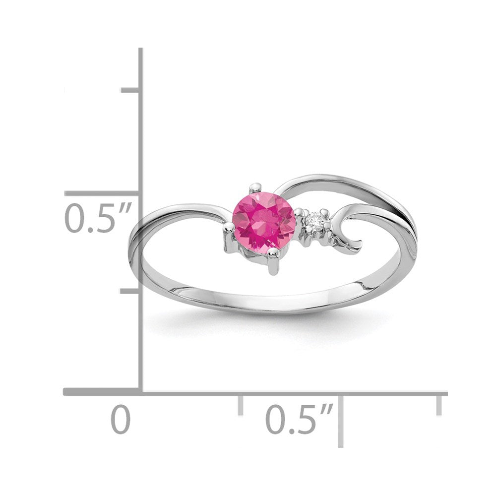 14K White Gold 4mm Pink Tourmaline A Diamond Ring