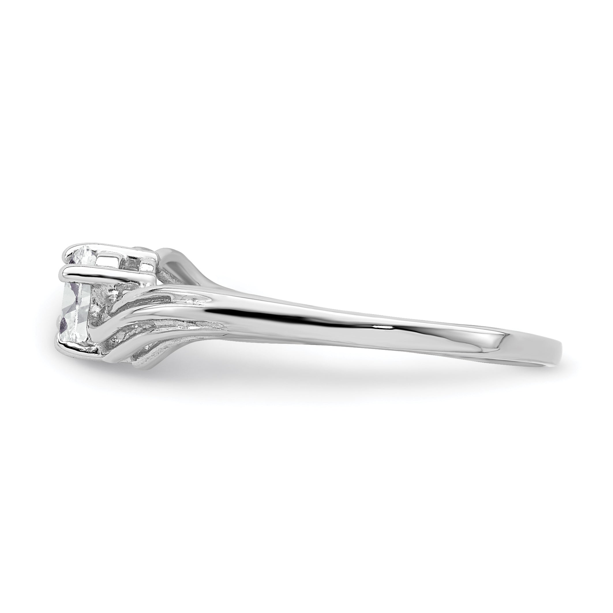 14K White Gold 5X3mm Oval Cubic Zirconia Ring