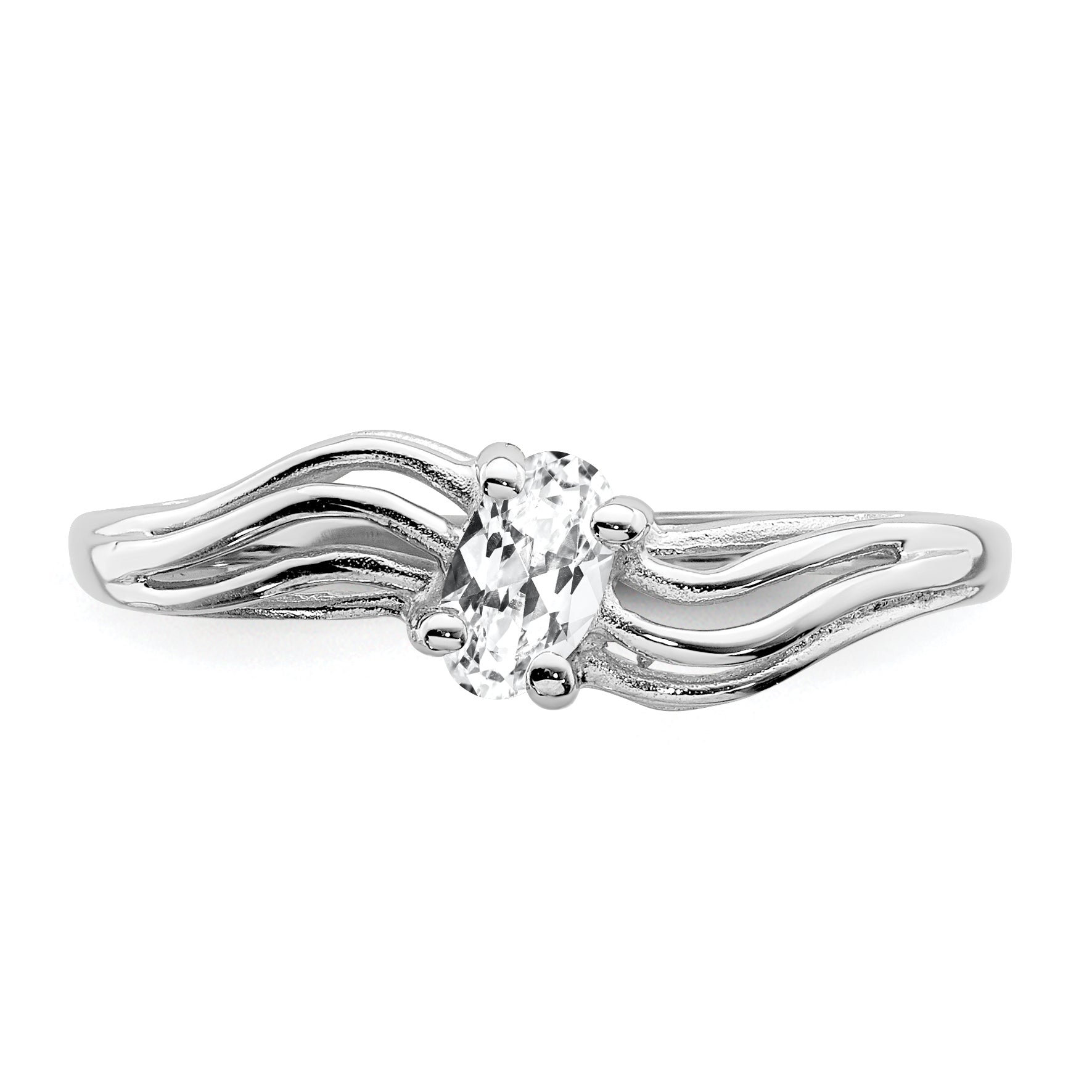 14K White Gold 5X3mm Oval Cubic Zirconia Ring
