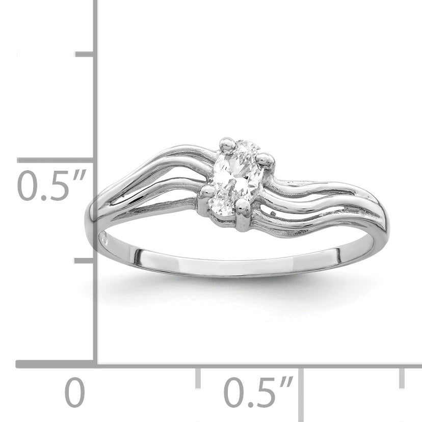 14K White Gold 5X3mm Oval Cubic Zirconia Ring