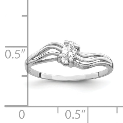 14K White Gold 5X3mm Oval Cubic Zirconia Ring
