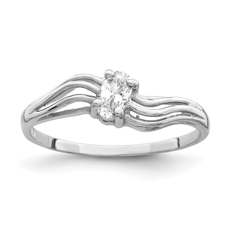 14K White Gold 5X3mm Oval Cubic Zirconia Ring