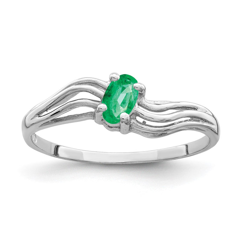 14k White Gold 5x3mm Oval Emerald ring