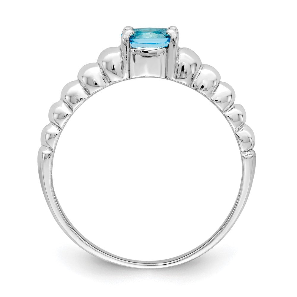 Solid 14k White Gold Simulated Blue Topaz Ring