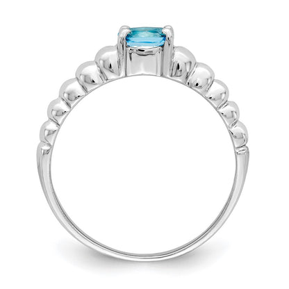 Solid 14k White Gold Simulated Blue Topaz Ring