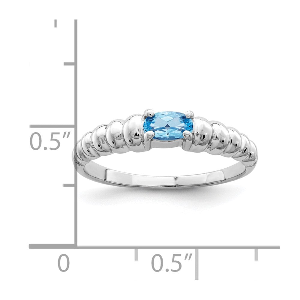Solid 14k White Gold Simulated Blue Topaz Ring