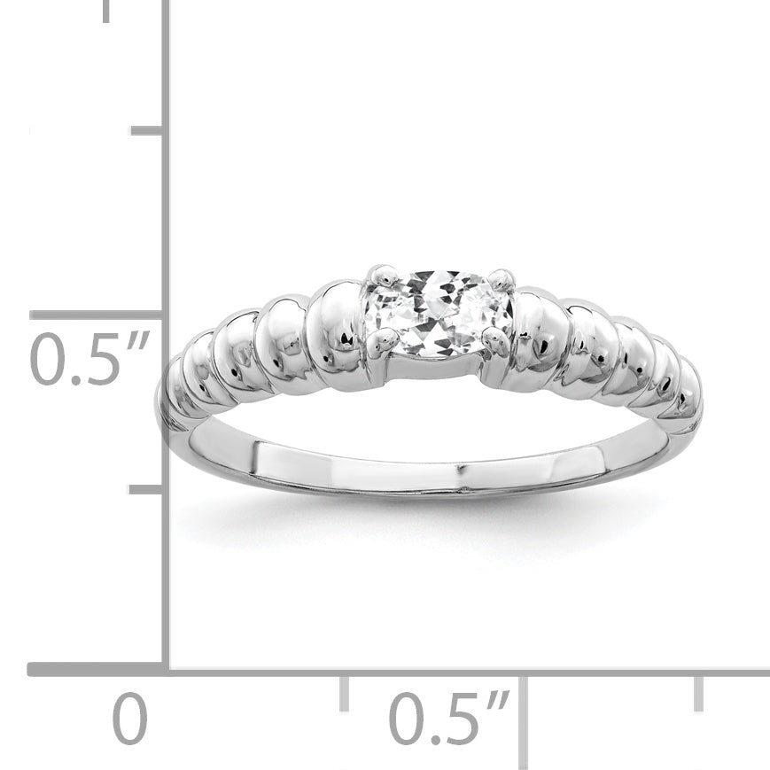 Solid 14k White Gold 5x3mm Oval Cubic Zirconia Ring