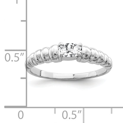Solid 14k White Gold 5x3mm Oval Cubic Zirconia Ring