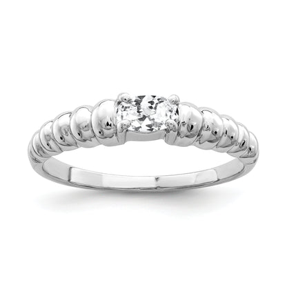 Solid 14k White Gold 5x3mm Oval Cubic Zirconia Ring