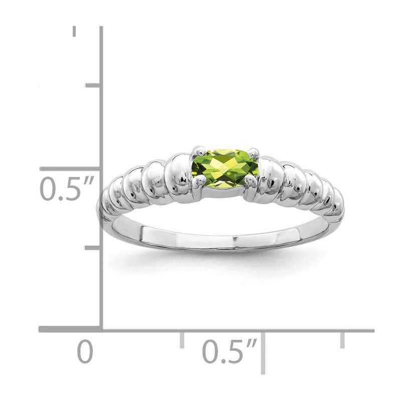 Solid 14k White Gold 5x3mm Oval Simulated Peridot Ring