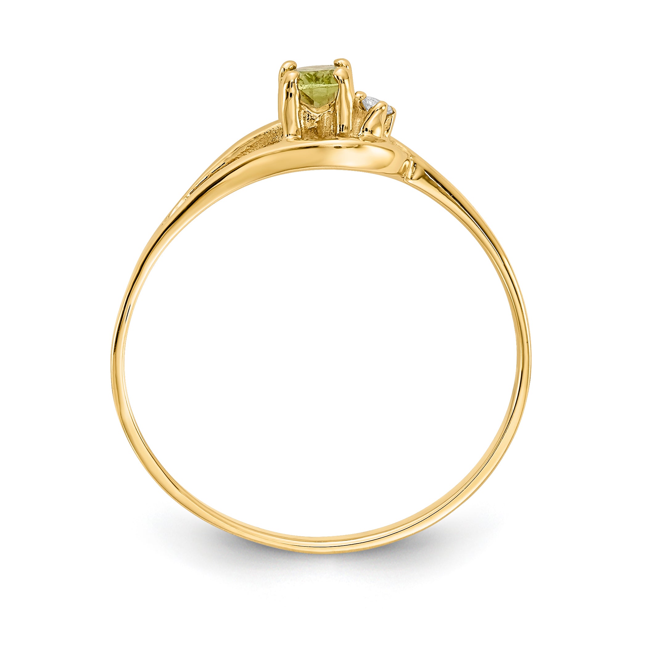 14K Yellow Gold Peridot Diamond Ring