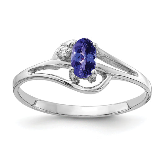 14K White Gold 5X3mm Oval Tanzanite Vs Diamond Ring