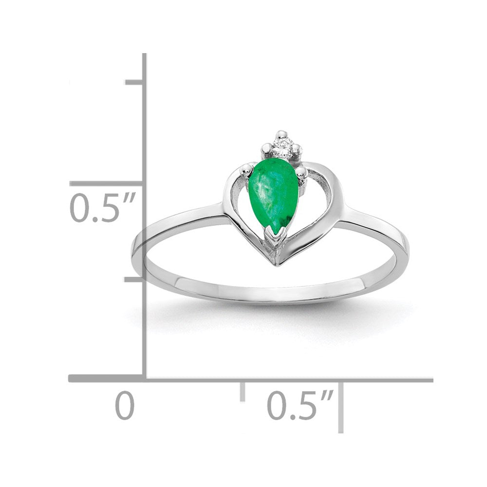 14K White Gold 5X3mm Pear Emerald Aaa Diamond Ring