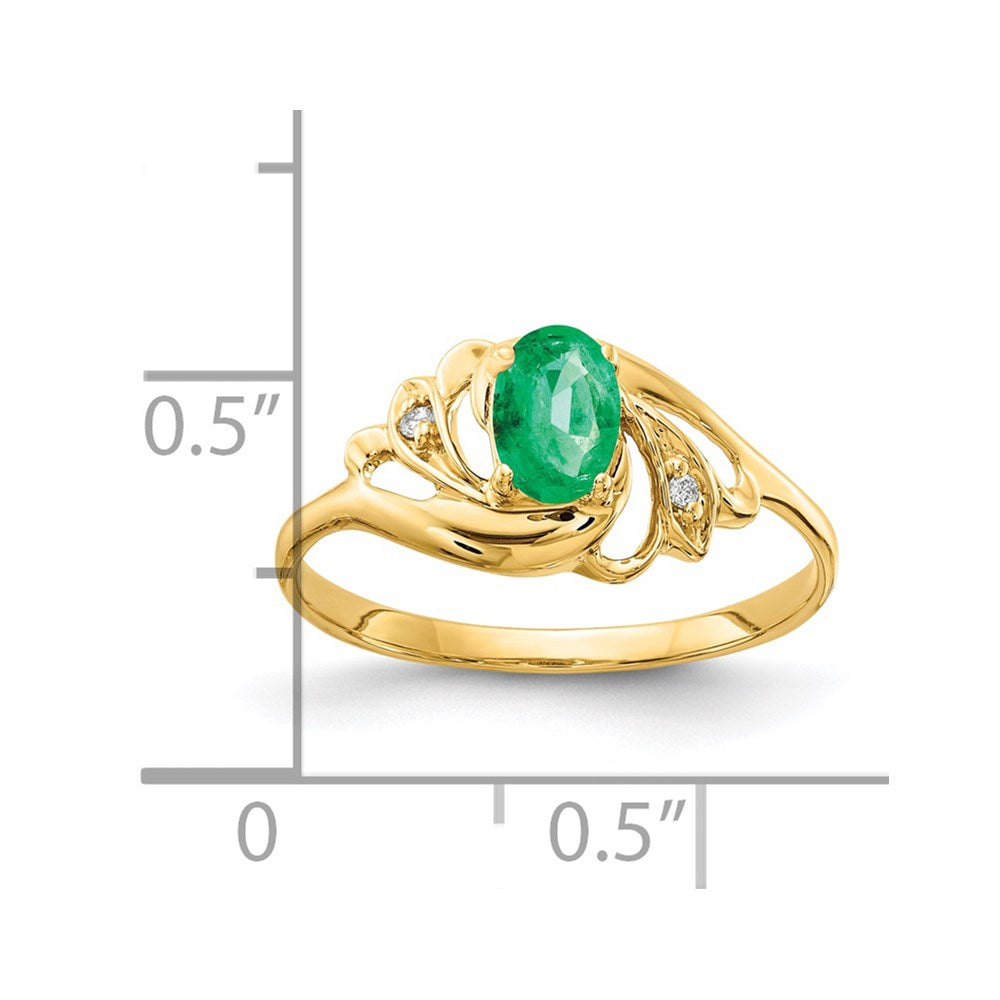 14K Yellow Gold 6x4mm Oval Emerald A Real Diamond ring