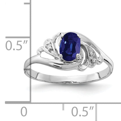 14k White Gold 6x4mm Oval Sapphire A Real Diamond ring