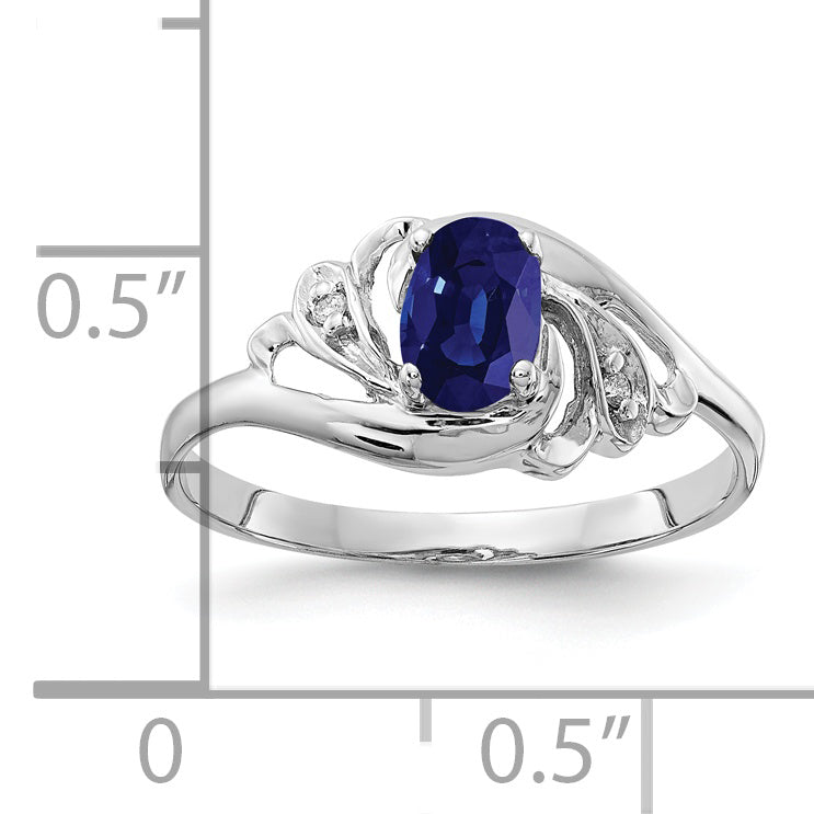 14k White Gold 6x4mm Oval Sapphire A Real Diamond ring