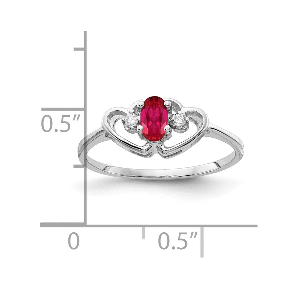 14k White Gold 5x3mm Oval Ruby A Real Diamond ring
