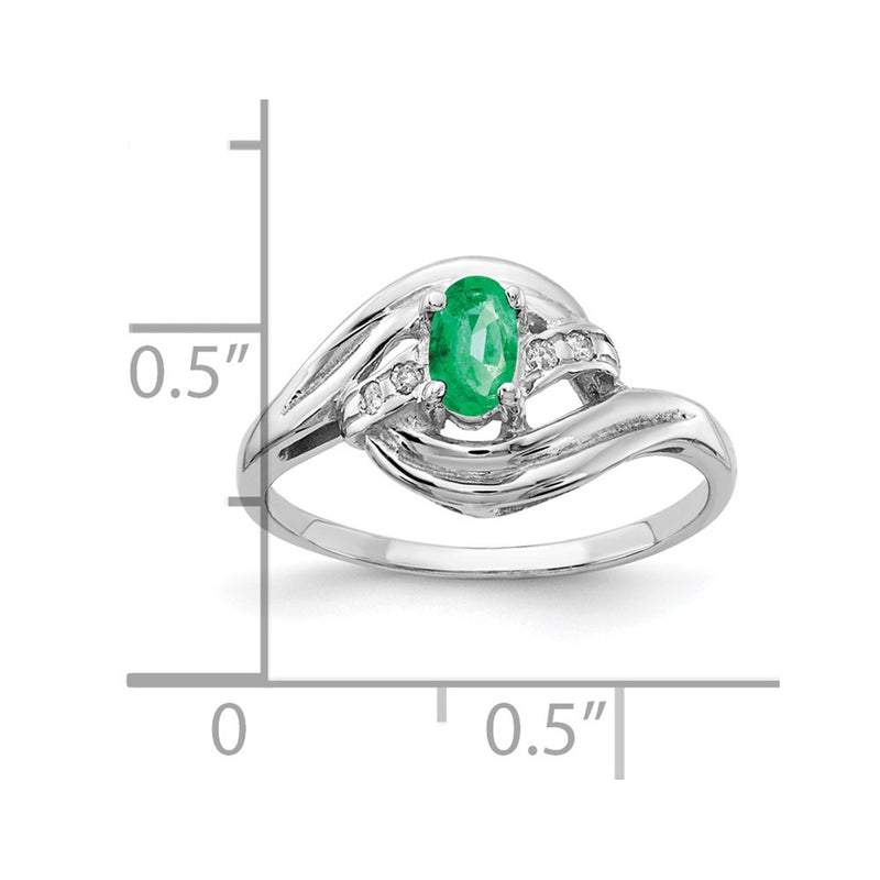 14k White Gold 5x3mm Oval Emerald A Real Diamond ring