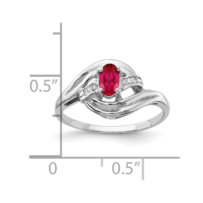 14k White Gold 5x3mm Oval Ruby A Real Diamond ring