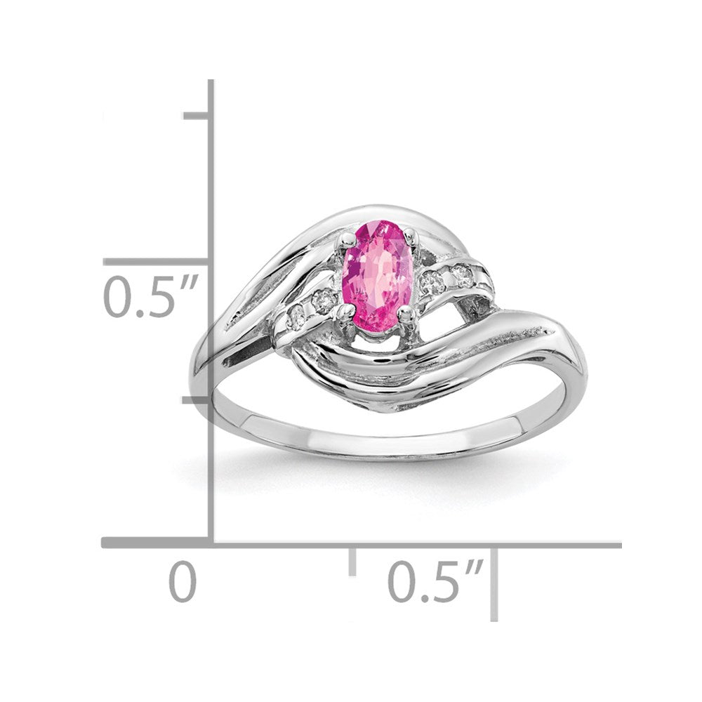 14k White Gold 5x3mm Oval Pink Sapphire A Real Diamond ring