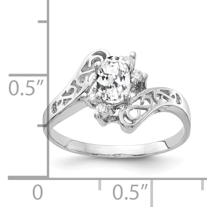 14k White Gold 6x4mm Oval Cubic Zirconia A Real Diamond ring