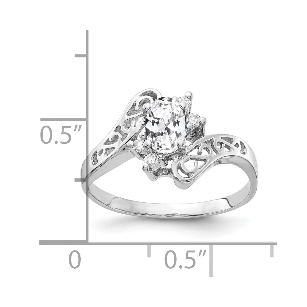 Solid 14k White Gold 6x4mm Oval Cubic Zirconia VS Simulated CZ Ring