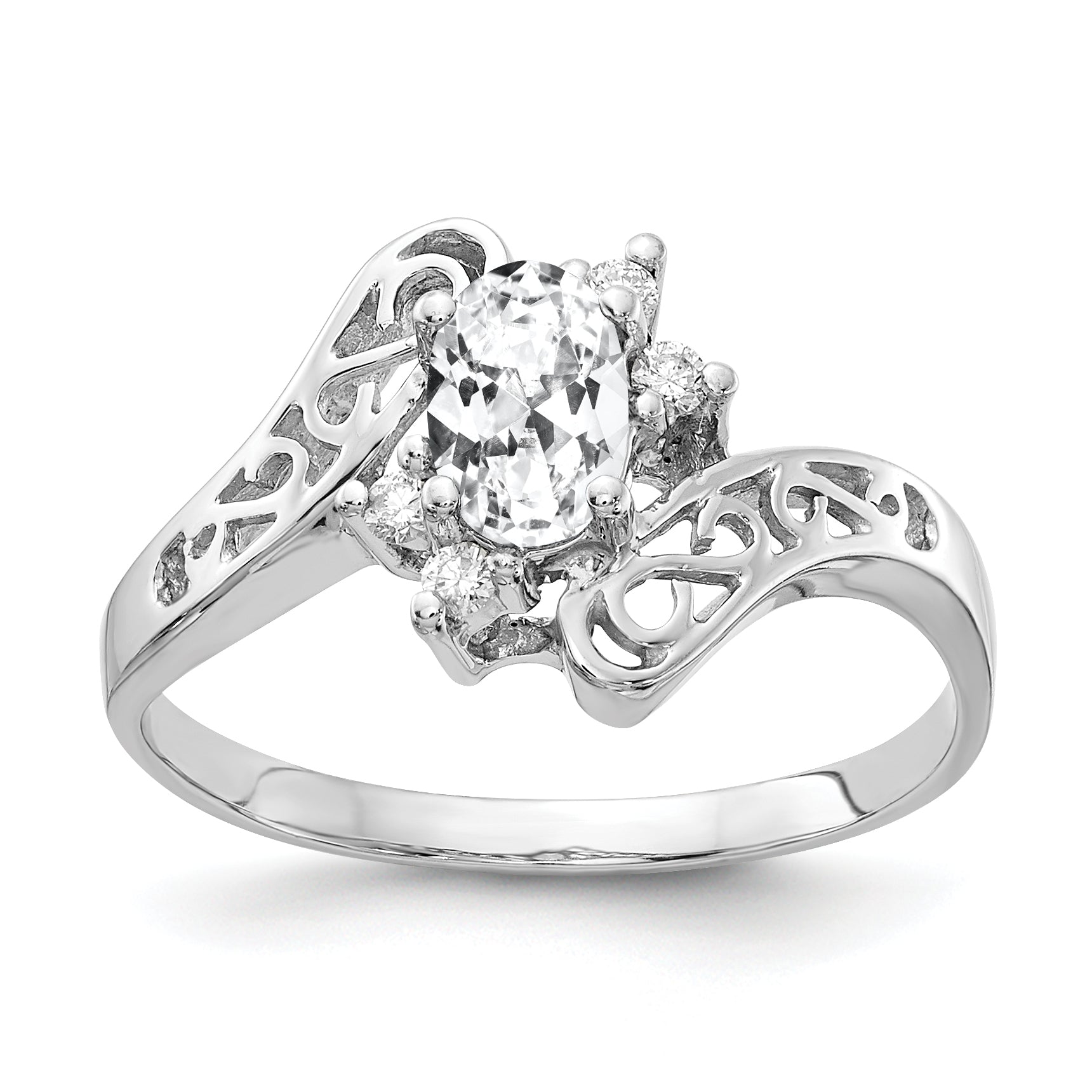 14k White Gold 6x4mm Oval Cubic Zirconia A Real Diamond ring