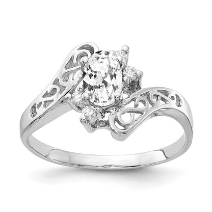 Solid 14k White Gold 6x4mm Oval Cubic Zirconia VS Simulated CZ Ring