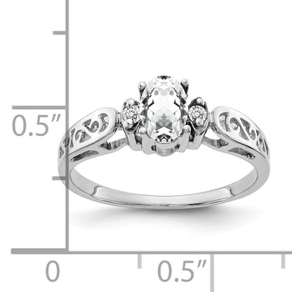 Solid 14k White Gold 6x4mm Oval Cubic Zirconia VS Simulated CZ Ring